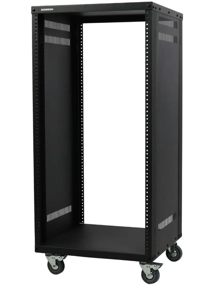 Rack Samson SRK-21 studio 19"-21U avec roulettes,environ 136 kg Si les roulettes sont retirées, sa capacité de charge augmente à 450 livres (environ 204 kg).