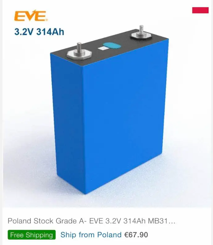 67,58 €/kWh.LiFePO4 EVE 3.2V 314Ah > LCOS 6000 cycles = 1,5 cents et en 4000 cycles =2,2 cents kwh + CapeX 67,58 €/kWh