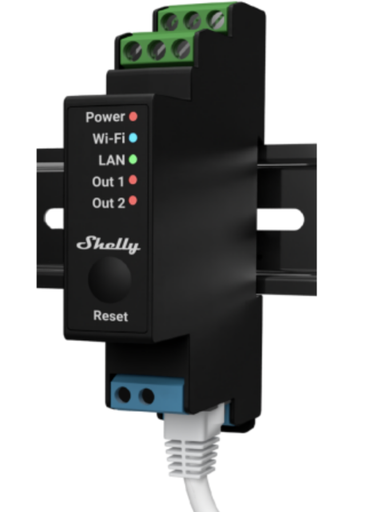 Shelly PRO 2PM relais de tableau rail DIN WIFI , Relais monophasé double canal.