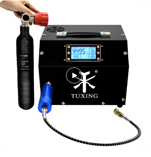 TUXING-Compresseur d'air PCP portable avec écran LCD, crucET063, 4500Psi, 300Bar, commande numérique, arrêt automatique, adaptateur secteur 12V, plongée sous-marine PCP 
