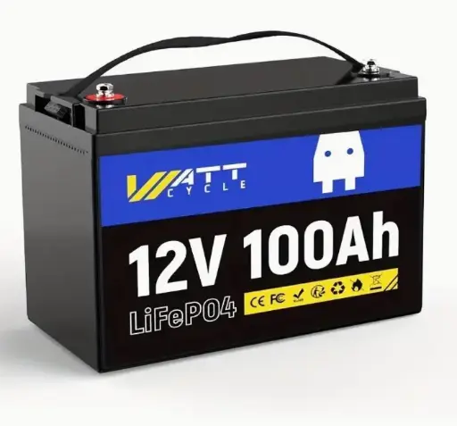 Batterie Lithium WattCycle 12V 100Ah LiFePO4 - 20000 Cycles, BMS 100A intégré, 