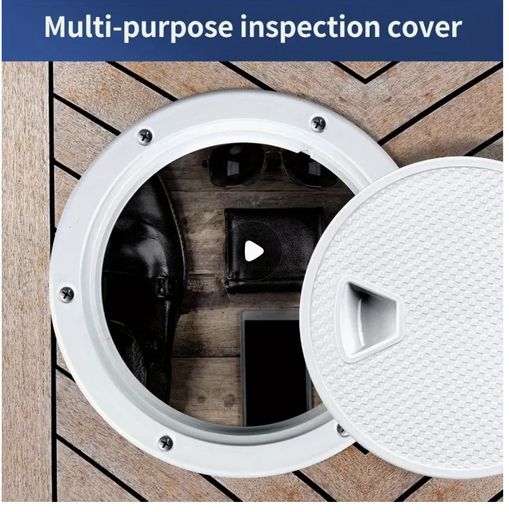 Trappe de Bateau Antidérapante Blanche avec Couvercle Détachable - ABS Durable, Résistant aux UV, Installation Facile pour Marine & Yachts, Tailles Disponibles de 10.16cm/15.24cm/20.32cm