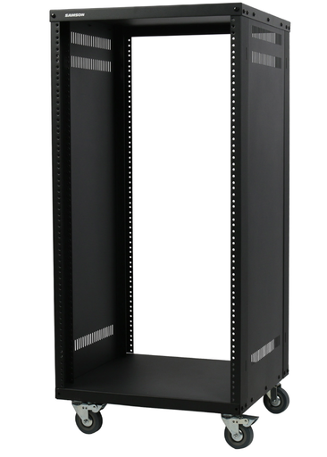 Rack Samson SRK-21 studio 19"-21U avec roulettes,environ 136 kg Si les roulettes sont retirées, sa capacité de charge augmente à 450 livres (environ 204 kg).
