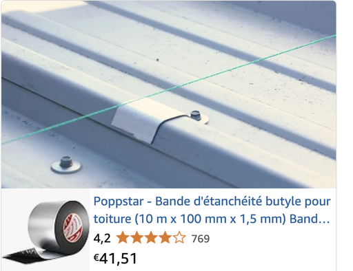 Bande d'étanchéité butyle pour toiture (10 m x 100 mm x 1,5 mm) Bande de solin extrêmement adhésive à froid revêtement aluminium