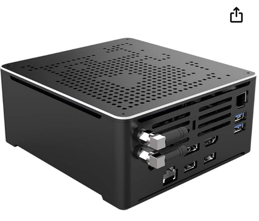 HUNSN 4K Mini PC, HTPC, NUC, Small Server, Windows 11 Or Linux Ubuntu, Support Proxmox, Vmware, ESXI, KODI, Intel XEON E-2286M, BY02, DP, HDMI, Type-C, 2 x LAN, 16G RAM, 256G SSD, Magic Kube